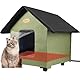 Beheiztes Katzenhaus, Katzenhaus Outdoor Winterfest Wasserdicht mit erhöhtem Sockel, faltbares Katzenhaus für Wildkatzen, Gemeinschaftskatzen und kleine Hunde (Grün)