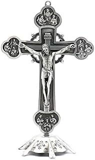 Religious Gifts Jesus Christ on Cross Statue Tabletop Crucifix Cross Home Decor (Metal01)