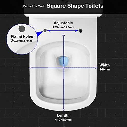 Mass Dynamic Square Toilet Seat with Soft Close Top Fix Toilet Seats with Quick Release Cleaning for Better Hygiene, Rectangle Loo Seat with Adjustable Hinges