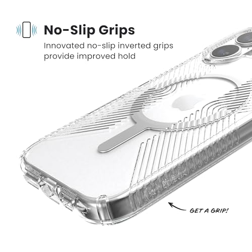 Image of Speck Presidio Perfect Clear Grip for iPhone 17 Case, MagSafe-Compatible, Slim Protective Case, Clear /Clear /Silver