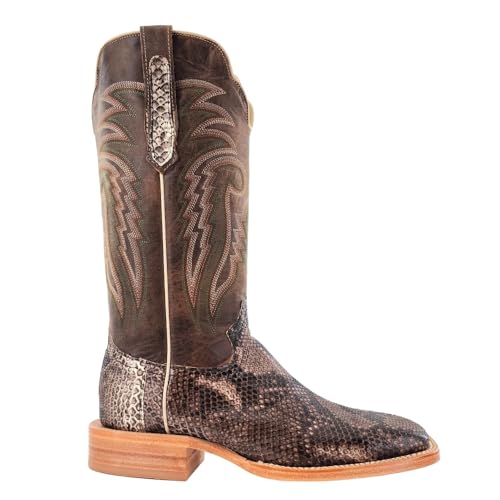 R. Watson Men's Rustic Python Belly Wide Square Toe Cowboy Boot2