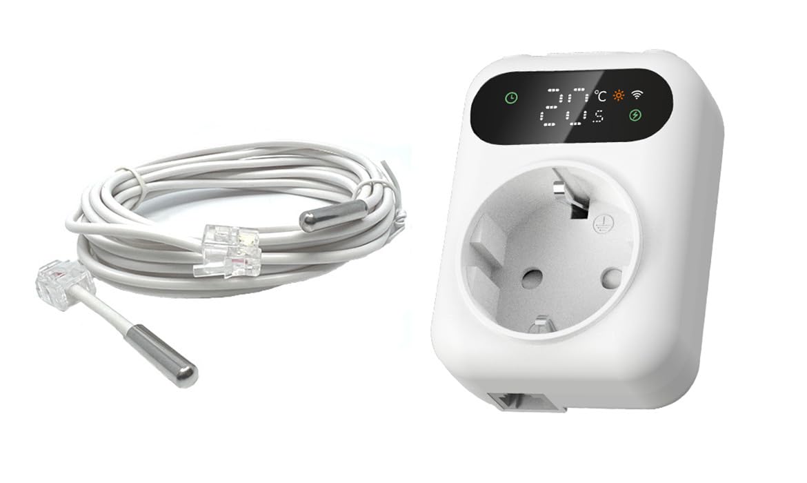 Inteligentne gniazdko termostat Wifi 16A dwa sensory wyświetlacz LED