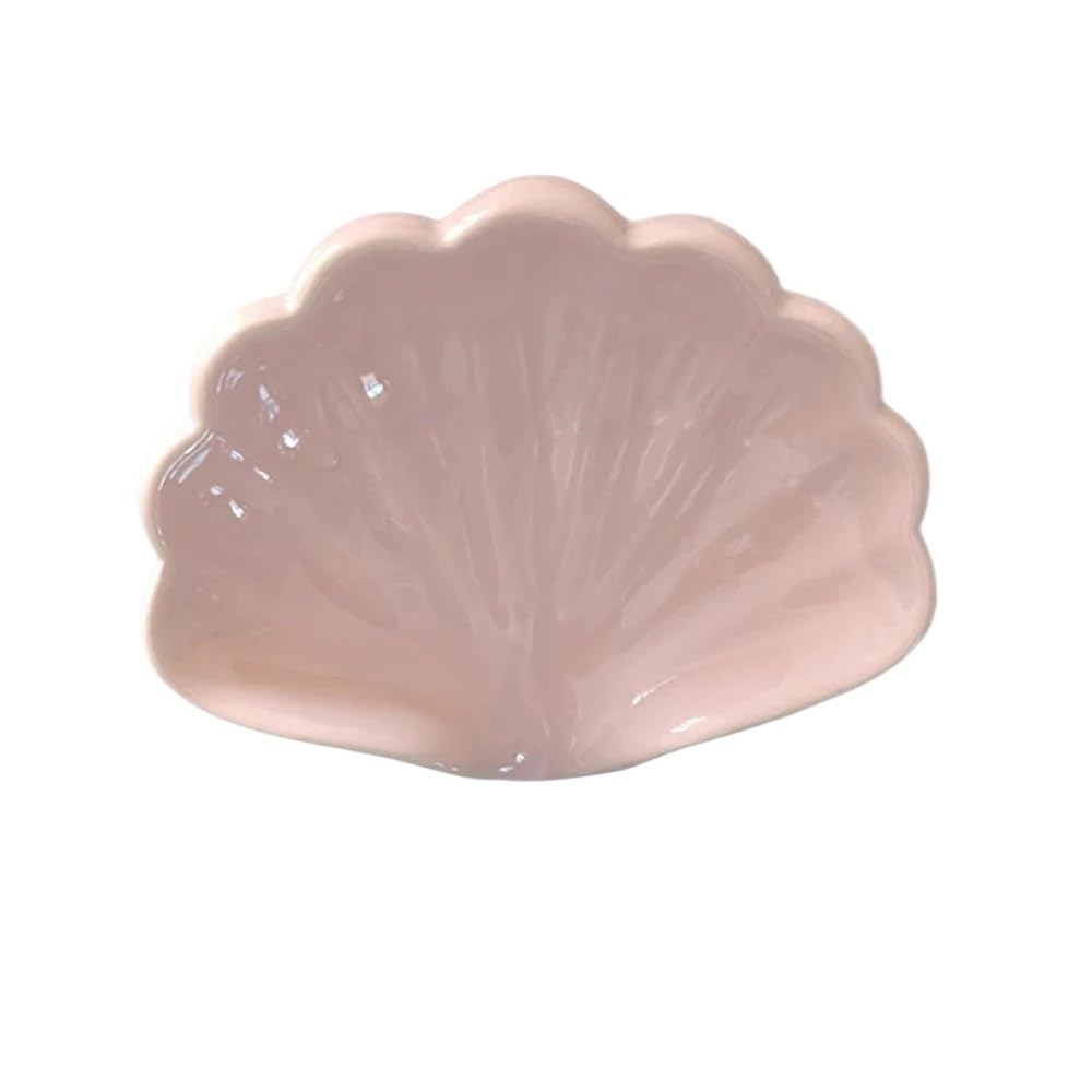Bathroom Ceramics Soap Dishes Shell Box Toilet Shelf Household Soaps Drain Rack(1Pcs Pink)