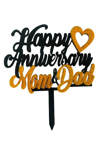 Divya Asawa Happy Anniversary Mom Dad Cake Topper Cake Decoration 