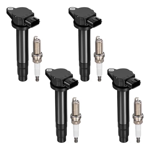 Image of BDFHYK 4 Ignition Coil Pack UF326 and 4 Iridium Spark Plug 4505 Compatible with Nissan Sentra 2000-2002 1.8L L4 Coil for 224484M500 224484M50A UF326 SKIC018 UF232 COP486 CUF326 6734013 GN10505