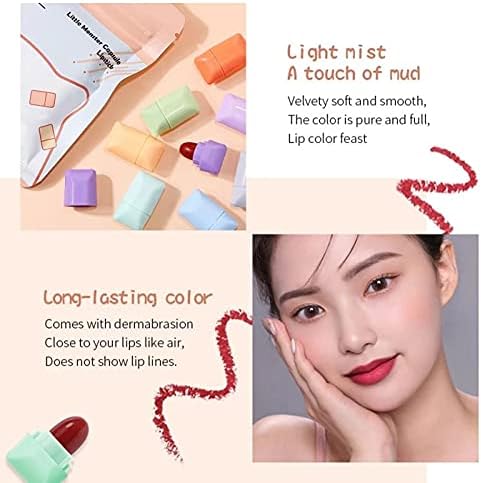 8 Pcs Mini Candy Matte Lipstick Set Velvet Lipstick Set Nonstick Cup Easy To Color Long-lasting Waterproof Swab Lipstick Makeup Gift Set