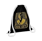 Fermeture par cordon Fabulous Sac de Gym en Coton Noir René Coty Style Politique Chic Luxe France 12 Litres