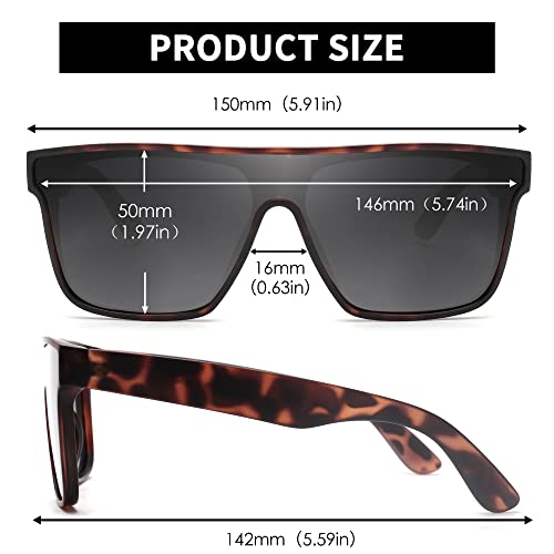 Image of GLINDAR Oversized Square Polarized Sunglasses for Men Women, One Piece Shield Shades UV400 Protection