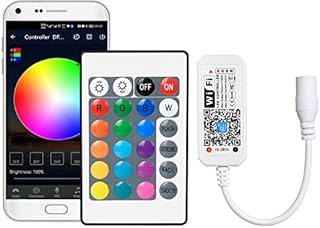 INDARUN WiFi Smart RGBW Led Strip Light Controller + Remote Control 24 Keys Wireless for Multicolor Strip Lights, Compatible with Android/iOS Work with Alexa/Google Home