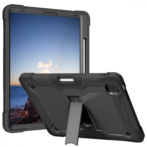Image of WHITBULL Dual Layer Heavy Duty Shockproof Cases Covers with Stand Compatible for iPad Air 11 inch M3 /M2 2025 /2024, iPad Air 4th /5th /6th /7th Gen 2022 /2020 10.9 Inch with S Pen Holder, Black
