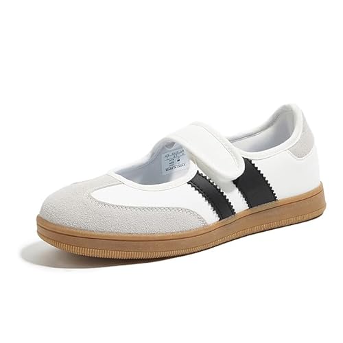Women's Fashion Classic Retro Sneakers -Slip on Thin Sole Flat Loafers -Soft Sole Casual Comfortable Skate Shoes（White/Black,8）