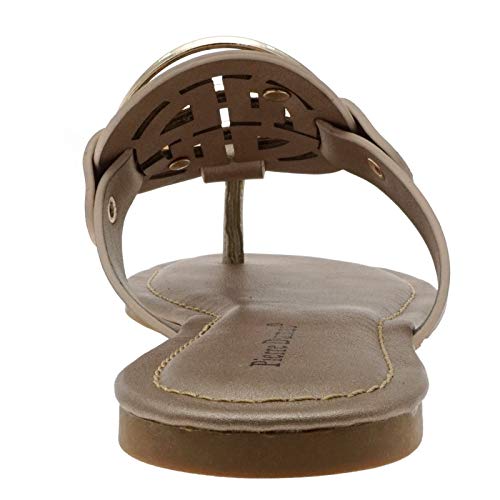 Image of Pierre Dumas Women's Medallion Vegan Slide Thong Flip Flop Flat Sandal