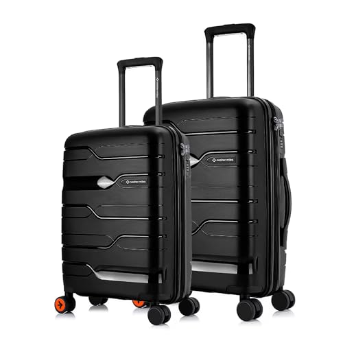 Image of Nasher Miles Paris Hard-Sided Polypropylene Luggage Set of 2 | 55cm & 65cm | 8 Wheels Small & Medium Trolley Bag for Travel | Suitcase (Black)