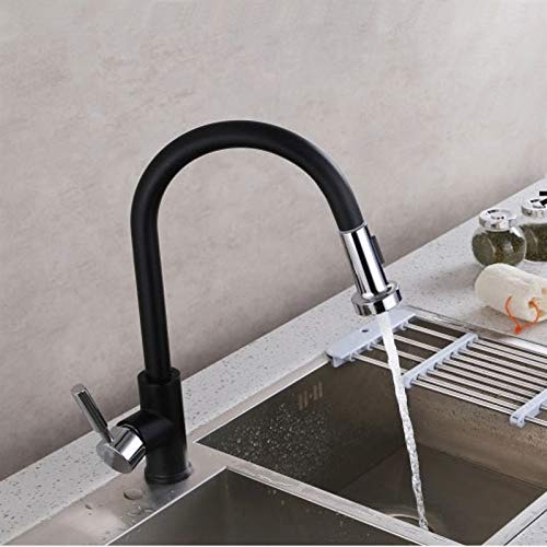 Copper Black Kitchen Faucet Black Matte Kitchen Basin Pull Type Paint Hot And Cold Faucet