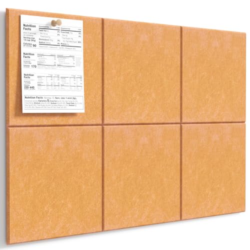 Image of MaxGear Felt Bulletin Board 36 inch x 24 inch, Mustard Yellow 6 Pack Felt Wall Tile