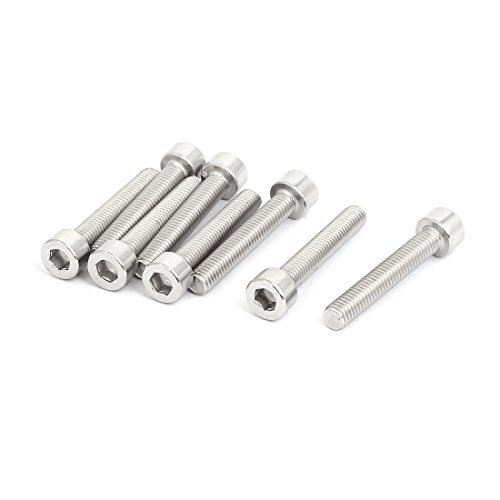 Sourcingmap M5X30mm 316 Stainless Steel Fully Thread Hex Socket Cap Screw Bolt 8pcs, silver