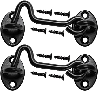 Klurent 4" Barn Door Latch Door Lock Hardware, Sliding Door Lock Eye Hook Latch with Screws, Rust-Resistant Metal Gate Latch(2 Pack)