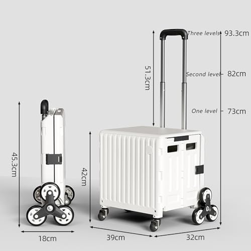 Faltbarer Einkaufstrolley mit Rädern - Treppensteigwagen Verstellbarer Teleskop-Aluminiumgriff Ideal für Garten & Camping Leicht und Tragbar Einkaufshelfer – Bild 3