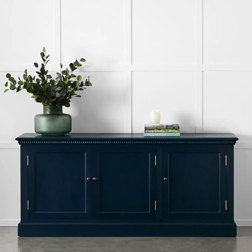 WoodCraftia 3-Door Sideboard & Storage Cabinet - Wood Chest for Bedroom, Living Room, Hallway, or TV Stand (W 121 cm x D 40 cm x H 60 cm) (Midnight Blue)