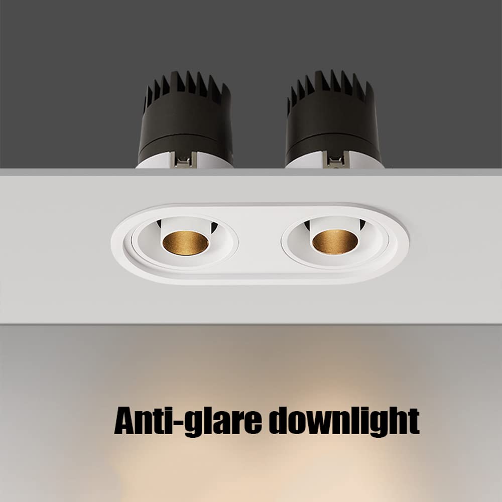 Spot LED, 4 pièces, Double tête, éclairage encastré LED 12 W x 2, Garniture de déflecteur, Downlight rétrofit à lumière du Jour 3000 K-5000 K, COB Anti-éblouissement Profond