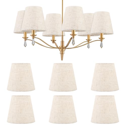 Set of 6 Clip Lampshades, Small Lamp Shades, Clip on Lampshades Ceiling Light Shades Wall Light Shades Lampshade Floor Lamp Shade Replacement for Chandeliers Table Lamps 5.5x5.2x3.5inch