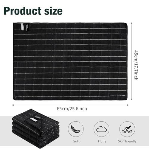 KinHwa Microfiber Tea Towels for Kitchen Pack of 4 Super Absorbent & Quick Drying Cleaning Kitchen Dish Towels Set 45x65cm Machine Washable for Everyday Use Hotel Quality Black T Towel Set - Image 5