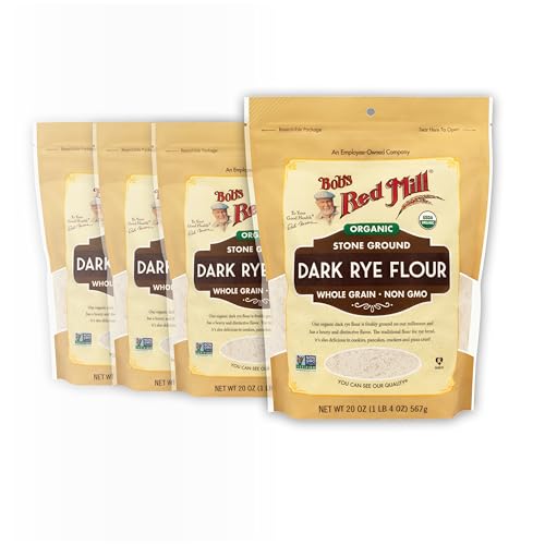 Bob's Red Mill Organic Dark Rye Flour, 20oz (Pack of 4) - Non GMO, Whole Grain, Vegan, Kosher