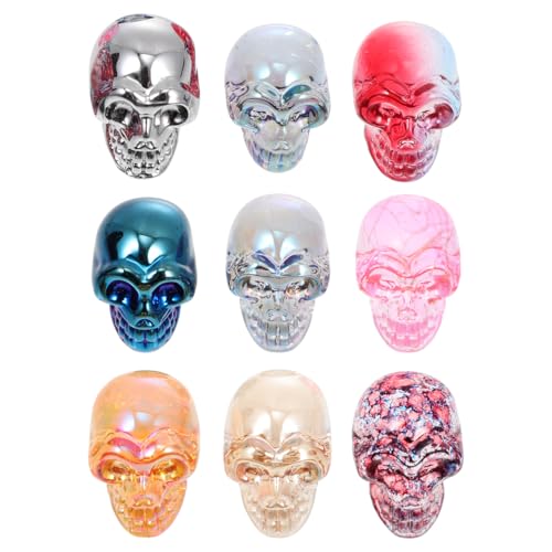 Artibetter Lot de 9 têtes de crâne en cristal - Décoration de bureau et de maison - Ornements artisanaux tête humaine - Figurine crâne - Statue squelette