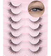 False Eyelashes Wispy Natural Lashes Cat Eye Lashes Faux Mink Fluffy Lashes 12mm Short Eyelashes ...
