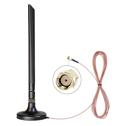 Foldable 5dBi Magnetic Truck RV WiFi Antenna, RP-SMA Male 2.4GHz External Antenna with 9.8ft RG178 Cable for Semi Truck, Van, Dash Cam & Backup Camera - Heavy Duty, No Drilling