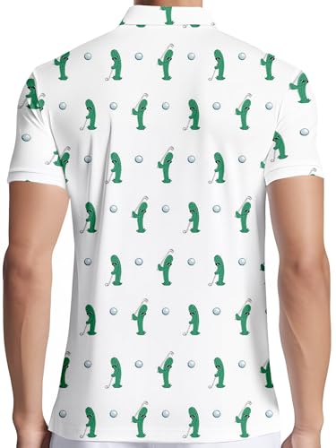 Image of PAGYMO Funny Golf Shirts for Men Crazy Printed Pattern Novelty Moisture Wicking Performance Mens Polo Shirt