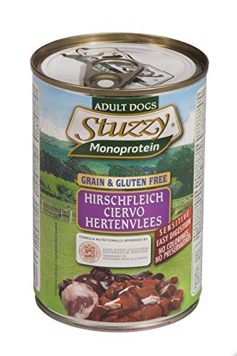 Stuzzy, Cibo Umido per Cani Adulti al Cervo, Monoproteico in Patè (6 Lattine da 400g)