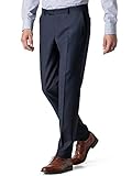 moderat schlanker Modern Fit Walbusch Herren Schurwoll Anzug Hose S100 einfarbig Dunkelblau 29
