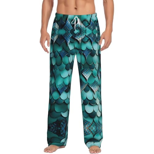 Pantalon de pyjama léger homme imprimé écailles poisson sirène doux