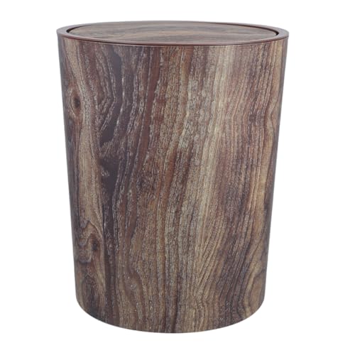 Garneck Cesto De Basura Decorativo De Plástico De Gran Capacidad Con Diseño Retro De Madera Para Oficina Hogar Baño Y Cocina