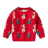 [HongzyFirm] クリスマス セーター キッズ ベビー服 可愛い ノルディック柄 プルオーバー 女の子 男の子 男女兼用 面白い 韓国風 防寒 インナー トップス ニット 長袖 子供服 厚手 春秋冬 ニットセーター 丸首 子供 暖かい 新年 プレゼント