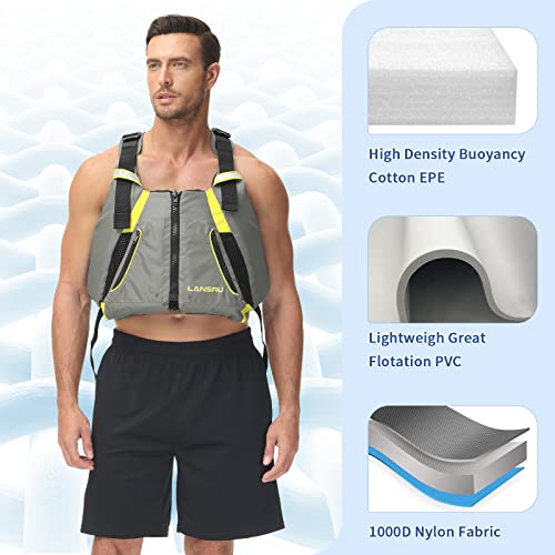 Lansru Kayak Swim Vest For Adult, Swim Jacket For Women Men With High Back Mesh Easily Adjustable For Full Mobility #TOP3