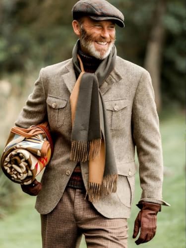 Men's Tweed Blazer Suit Jacket Herringbone Winter Vintage Slim Fit Suit Prom3