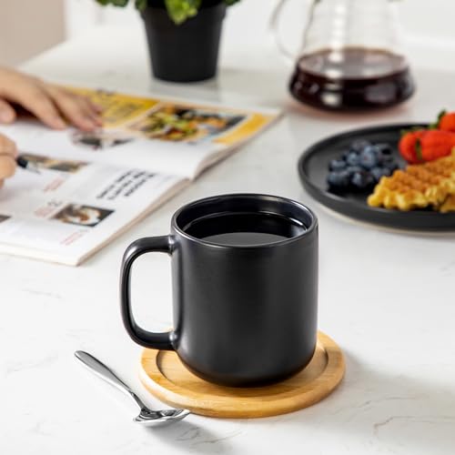 Miniatura 6 de Vancasso Playa - Tazas De Café Y Desayuno Con Asa De Gres - 6 X 480 Ml - Juego De 6 Tazas Para Té, Capuchino, Leche, Avena, Yogur - Apto Lavavajillas Y Microondas - Negro