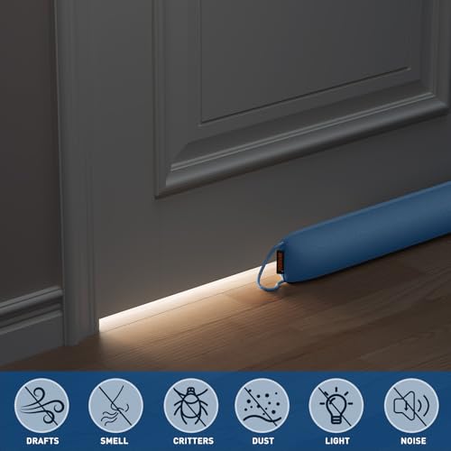Image of MAGZO Door Draft Stopper, 36 Inch Under Door Draft Blocker Noise Stopper, Weighted Wind Blocker Draft Guard for Bottom of Door, Blue