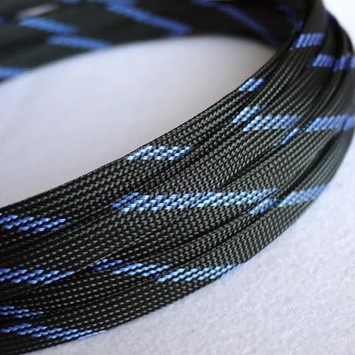 12 colors 4mm 6mm 8mm PET braided tube hose cable harness nylon mesh sheath extended three woven encrypted protection sleeve - (Color: Black-Blue, Inside Diameter: 50M-6mm)