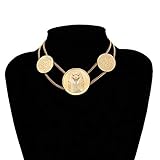 Kettentyp: Gliederkette TLLAMG Halskette Ägyptischer Pharao Nofretete Choker Halskette Frauen Gold Vintage Altes Ägypten Totem Legierung Halskette Modeschmuck @Golden