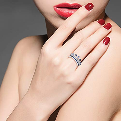 Platinum Plated Black White CZ Princess Crown Tiara Ring Wedding Promise Jewelry for Women Y9833