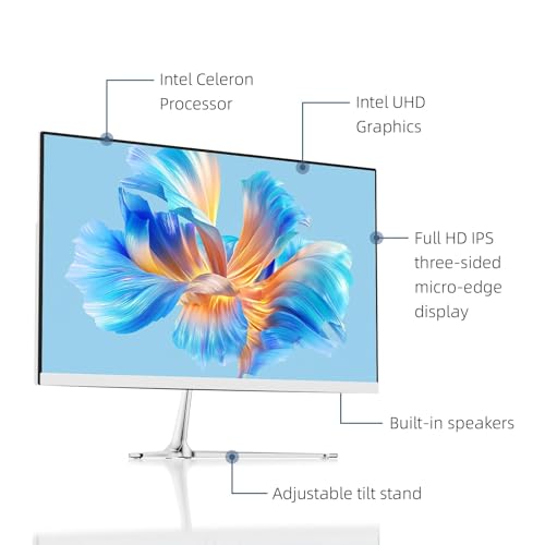 Image of 23.8 inch All-in-One Desktop Computer (Keyboard & Mouse kit) Intel CPU up to 2.9GHz, FHD, 16GB RAM, 512GB SSD, Windows 11, BT5.2, WiFi 6,Minimalist Style for Home, Office