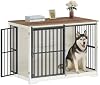 Mueble para perro XXL de 46.9" con puerta de granero | Mueble para perro de madera, jaula para perro resistente, casa para mascotas decorativa como mesa auxiliar para perros grandes, blanco y marrón DFC83814B 2