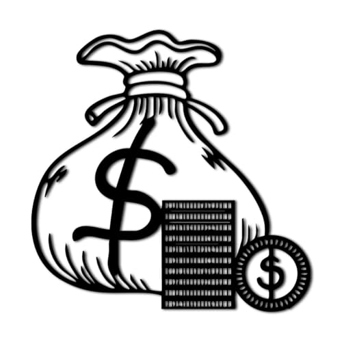 Money Bag and Gold Coins Metal Wall Art Decor Outdoor