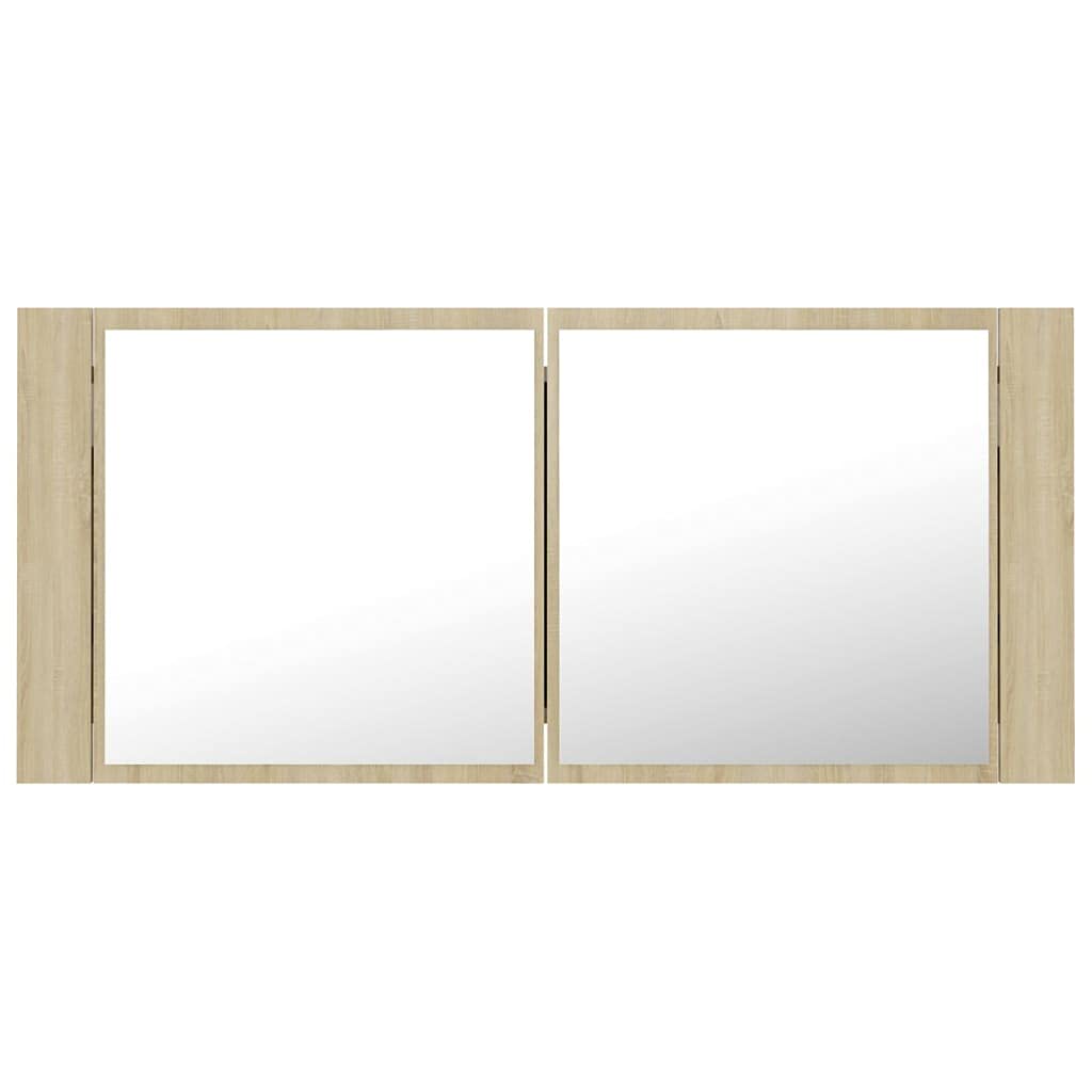 Szafka łazienkowa LED z lustrem dąb sonoma 100 x 12 x 45 cm akryl, szafki i przechowywanie, szafka pod umywalkę, szafki łazienkowe