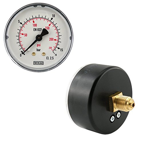 Fittingstore - Waagerecht Manometer Ø 40, 50, 63 mm Druckluftmanometer, Klasse 2.5, auch für Vakuum (Anzeigebereich: 0-16 bar, Durchmesser: 40 mm) Cover