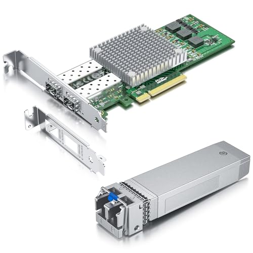 1 Pack de Transceptor 10GBase-LR SFP+, Compatible con Intel E10GSFPLR y 1 Pack de Tarjeta de Red PCI-E de 10Gb miniatura 1