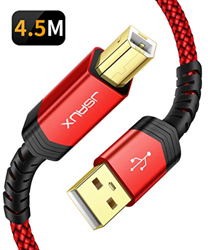 JSAUX Cable Imprimante USB 3M Câble USB 2.0 A Mâle vers USB B Mâle Cordon Imprimante Câble pour HP, Canon, Dell, Epson, Lexmark, Pixma, Xerox, Brother, Samsung et Autres-Rouge